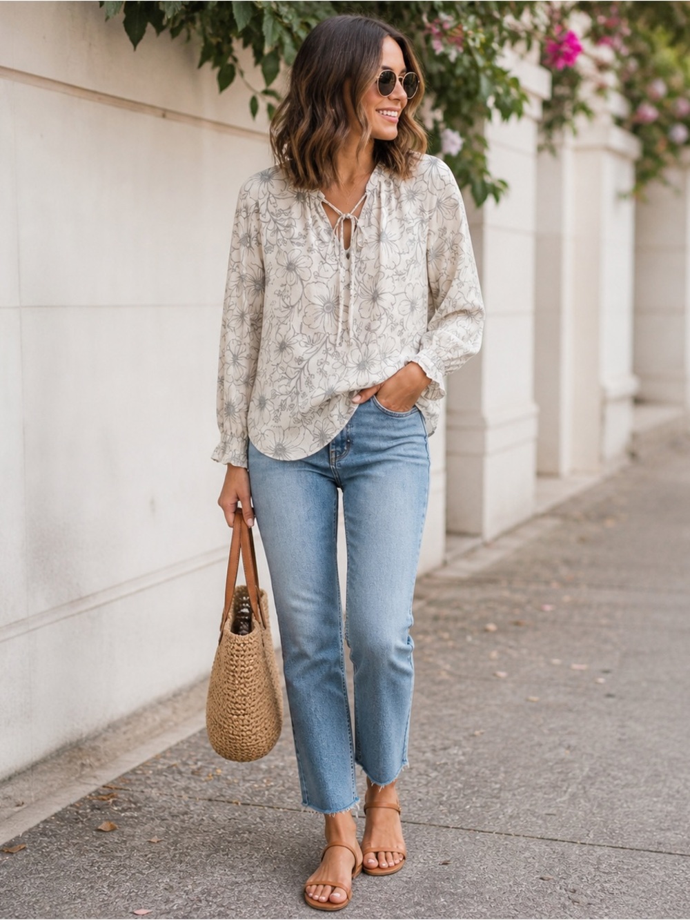 love stitch floral tunic blouse
